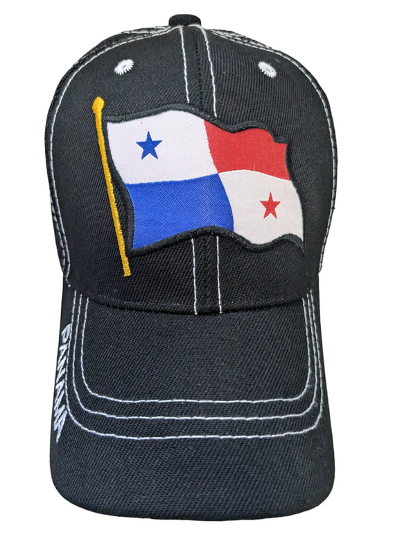 Panama Flag Design Black Mesh Back Baseball Cap