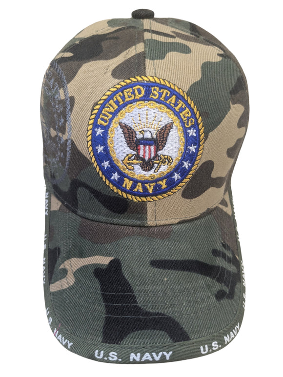 US Military Navy Emblem Woodland Camouflage Baseball Hat Cap