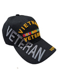 US Military Vietnam Veteran Ribbons Text Shadow Black Baseball Hat Cap