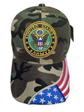 US Military Army Emblem Woodland Camouflage Flag Brim Baseball Hat Cap