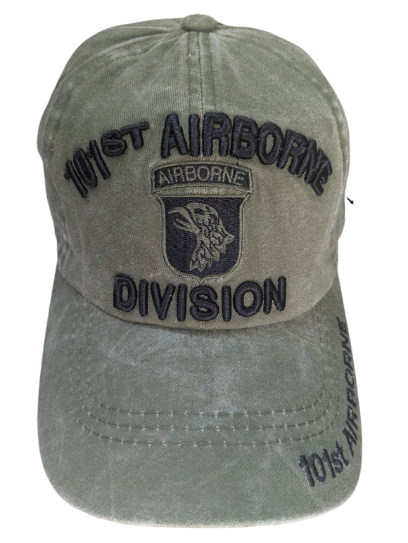 US Military 101st Airborne Division Green Pigment Washed Baseball Hat Cap