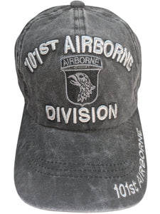 US Military 101st Airborne Division Black Pigment Washed Baseball Hat Cap