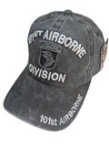 US Military 101st Airborne Division Black Pigment Washed Baseball Hat Cap