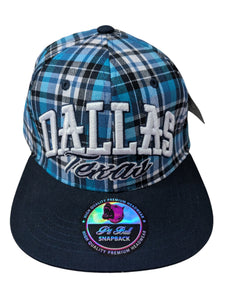 Dallas Texas Plaid Style Sky Blue Snapback Cap