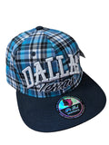 Dallas Texas Plaid Style Sky Blue Snapback Cap