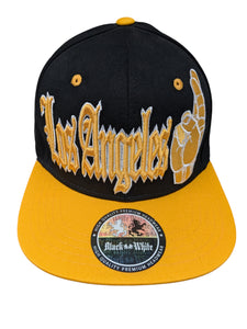 Los Angeles City Peace Sign Black/Yellow Snapback Cap