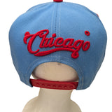 Chicago Angry Bull Sky Blue/Red Snapback Hat Cap