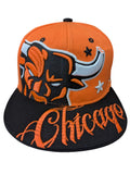 Chicago Angry Bull Orange/Black Snapback Hat Cap