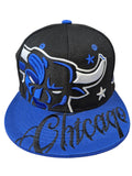 Chicago Angry Bull Black/Blue Snapback Hat Cap