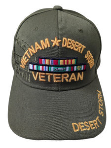 US Military Vietnam Desert Storm Veteran Ribbon Green Baseball Hat Cap