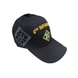 US Military 4th Infantry Division Black Baseball Hat Cap