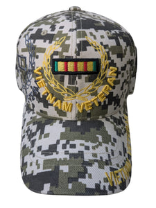 US Military Vietnam Veteran Leaf Ribbon Shadow Digital Camouflage Baseball Hat Cap