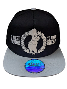 U Need Dough To Make Bread Flock Print Style Snapback Hat Cap (Black/Grey)