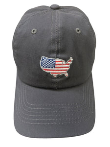 US Mini Flag Map Charcoal Cotton Baseball Cap