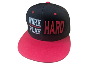 Work Hard Play Hard Black/Red Snapback Hat Cap