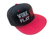 Work Hard Play Hard Black/Red Snapback Hat Cap