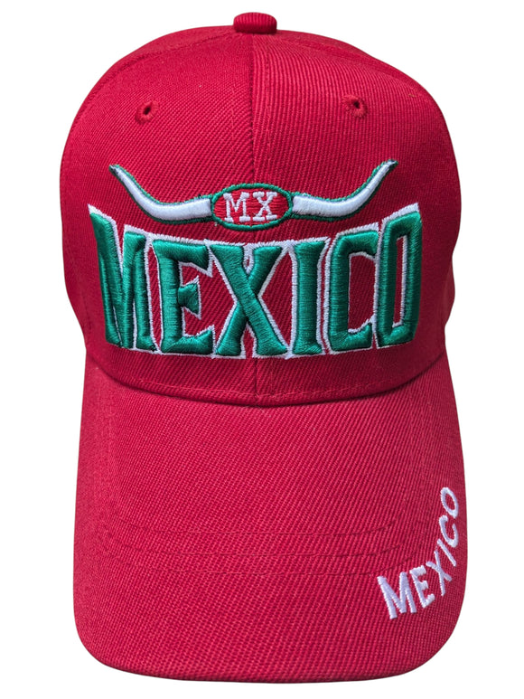 Mexico Bull Head Red Baseball Cap