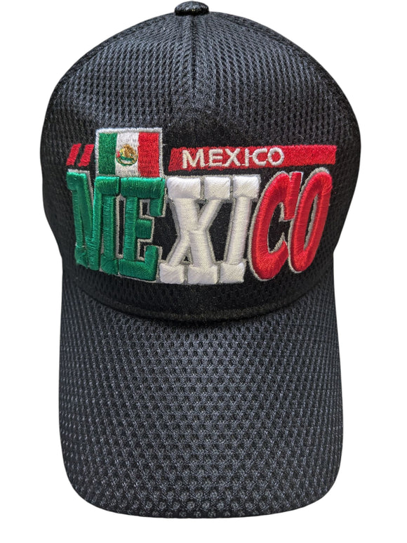 Mexico Mini Flag Black Mesh Baseball Cap