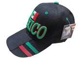 Mexico Mini Flag Black Baseball Cap