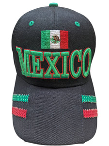 Mexico Mini Flag Black Baseball Cap