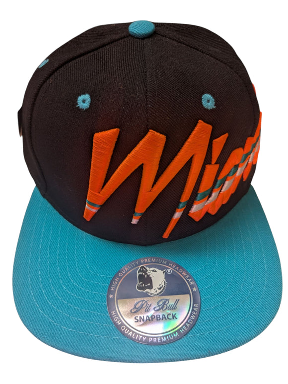 Mexico Cursive Style Black/Aqua Snapback Cap