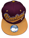 Cleveland Under Brim Design Two Tone Maroon/Yellow City Snapback Hat Cap