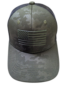 US Flag Tactical Mesh Back Olive Cap