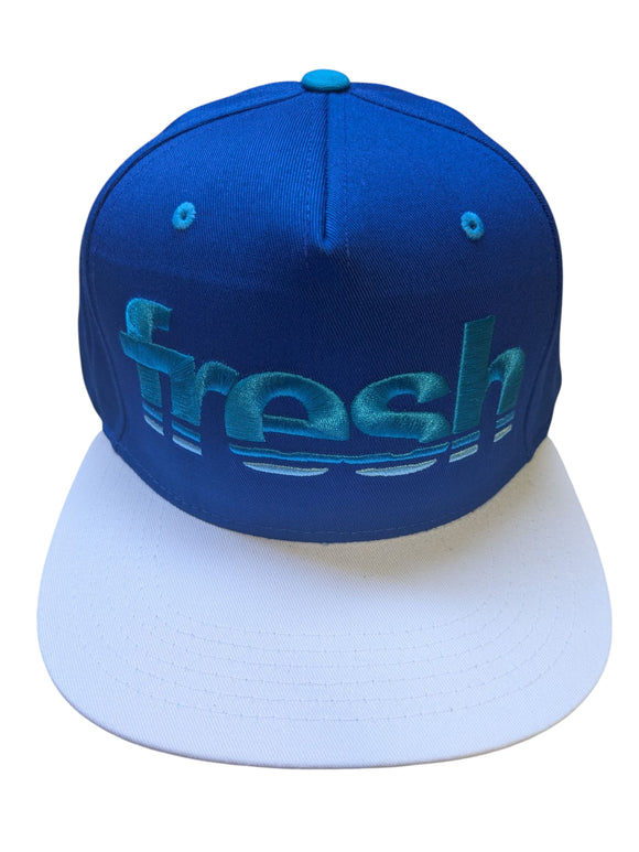Fresh Printed Design Two Tone Royal Blue/White Snapback Hat