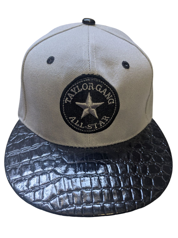 Taylor Gang All Star Snake Skin Brim Texture Grey Flat Bill Snapback Hat