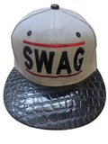SWAG Snake Skin Brim Texture Grey/Black Flat Bill Snapback Hat