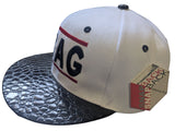 SWAG Snake Skin Brim Texture White/Black Flat Bill Snapback Hat