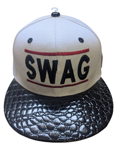 SWAG Snake Skin Brim Texture White/Black Flat Bill Snapback Hat