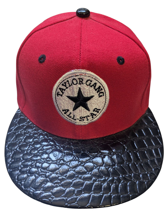 Taylor Gang All Star Snake Skin Brim Texture Red Flat Bill Snapback Hat