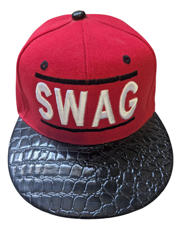 SWAG Snake Skin Brim Texture Red/Black Flat Bill Snapback Hat