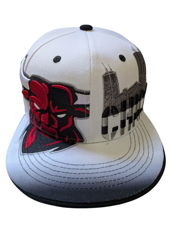 Chicago Angry Bull White/Black Snapback Hat Cap