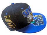 Secure The Bag Dollar Theme Black/Blue Snapback Hat