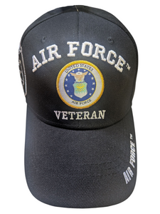 US Air Force Veteran Shield Black Baseball Hat Cap