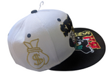 Secure The Bag Dollar Theme White/Black Snapback Hat