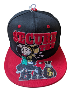 Secure The Bag Dollar Theme Black/Red Snapback Hat