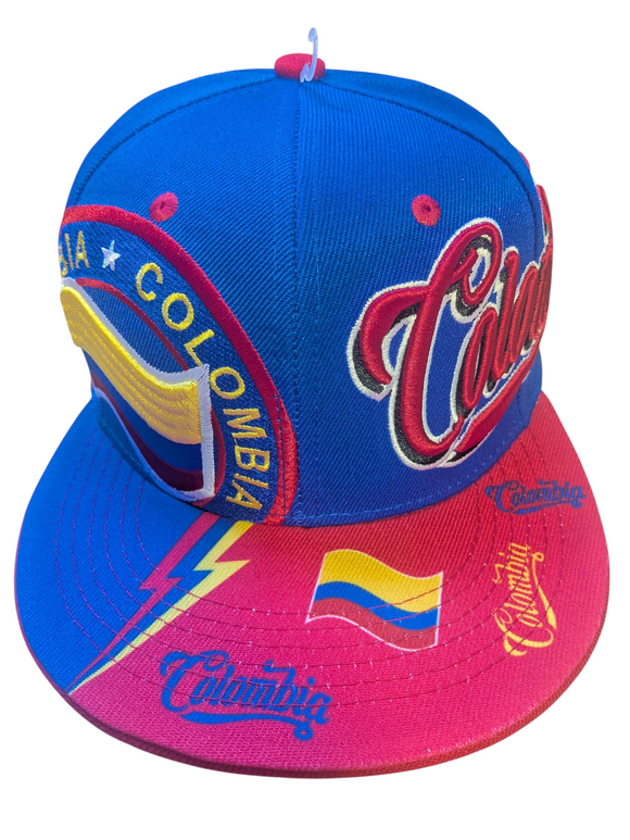 Colombia Flag Thunder Style Royal Blue Snapback Hat