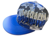 Nicaragua Flag Graffiti Style Blue Camouflage Snapback Hat