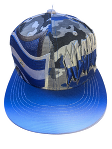 Nicaragua Flag Graffiti Style Blue Camouflage Snapback Hat