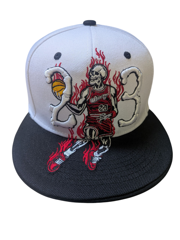 Chicago Legend 23 Flame Fiery Style White/Black Two Tone Snapback