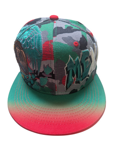 Mexico Flag Graffiti Style Green Camouflage Snapback Hat