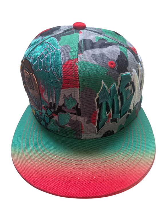 Mexico Flag Graffiti Style Green Camouflage Snapback Hat