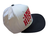American Hustler Flock Print Style White/Black Snapback Hat Cap
