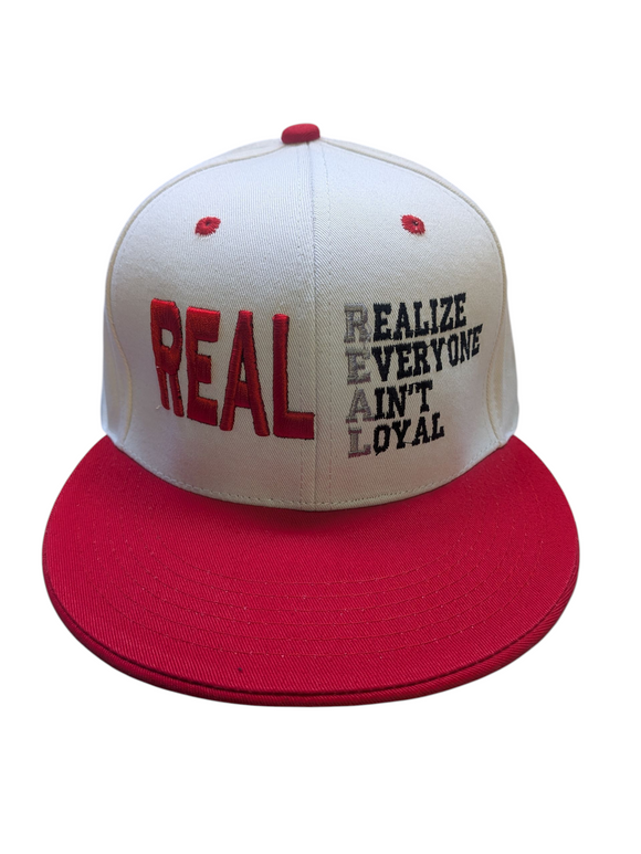 REAL (Realize Everyone Ain't Loyal ) White/Red Two Tone Snapback