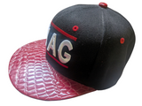 SWAG Snake Skin Brim Texture Black/Maroon Flat Bill Snapback Hat