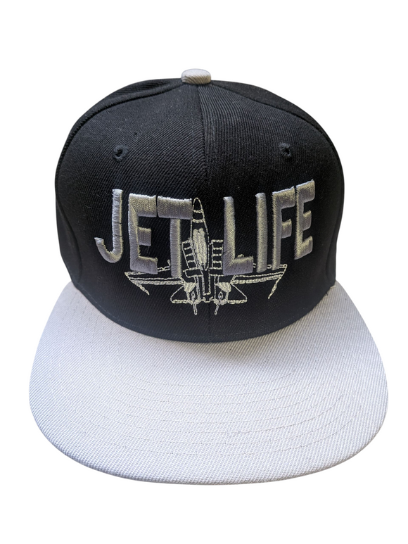 Jet Life Embroidered Two Tone Black/Grey Snapback Hat Cap