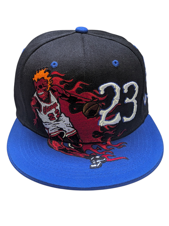Chicago Fire Skull 23 Legend Black/Blue Snapback Hat Cap
